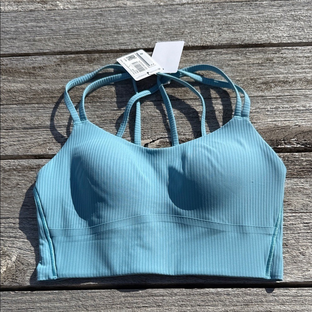 Lululemon Like‎ a Cloud Ribbed Longline Bra B/C Cup washed Blue size 6 NWT
